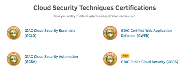 SANSのCloudセキュリティ資格