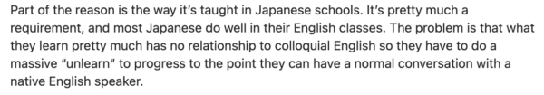 日本人はなぜ英語ができないのかに対する外国人の意見１